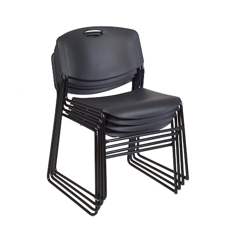 Zeng Regency Zeng Ultra Compact Metal Frame Armless Stackable Chair - Black, PK4 4400BK4PK
